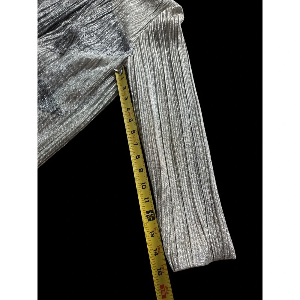 80s Vintage Morton Myles‎ For The Warrens Sz 10 Silver Lame Dress USA EUC - Picture 6 of 16